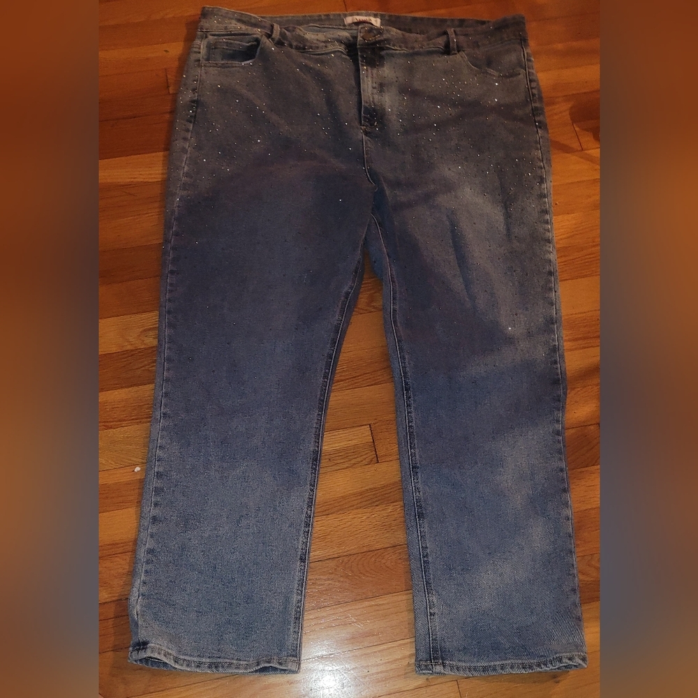 Arula Rhinestone straight leg denim size 24 plus size shimmer denim